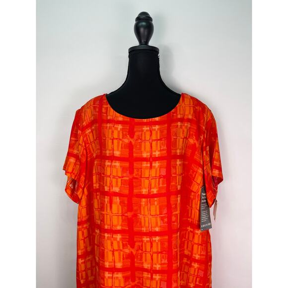 NWT Rabbit Rabbit Rabbit Designs 18W Bright Orange Short Sleeve Dress - Picture 2 of 11